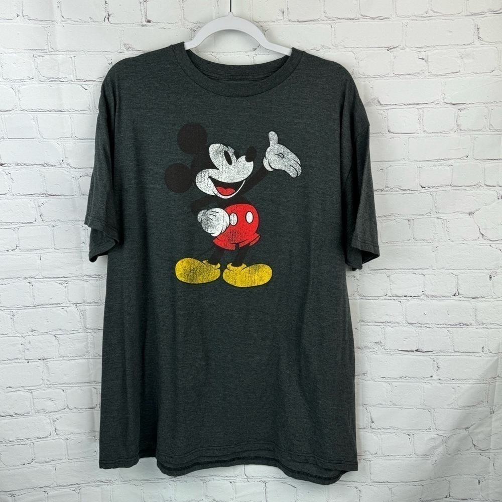 Disney Mickey Mouse T Shirt Size 2XL Dark Gray Graphic Tee Short Sleeve